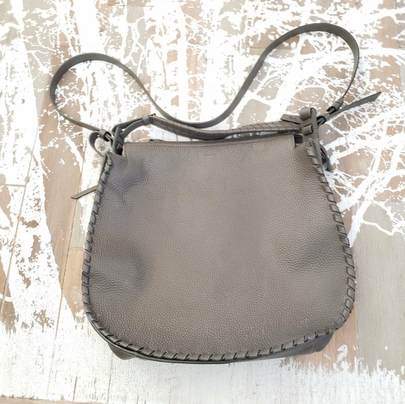 All Saints Mori Hobo Bag in Grey/Brown Leather - Picture 2 of 12